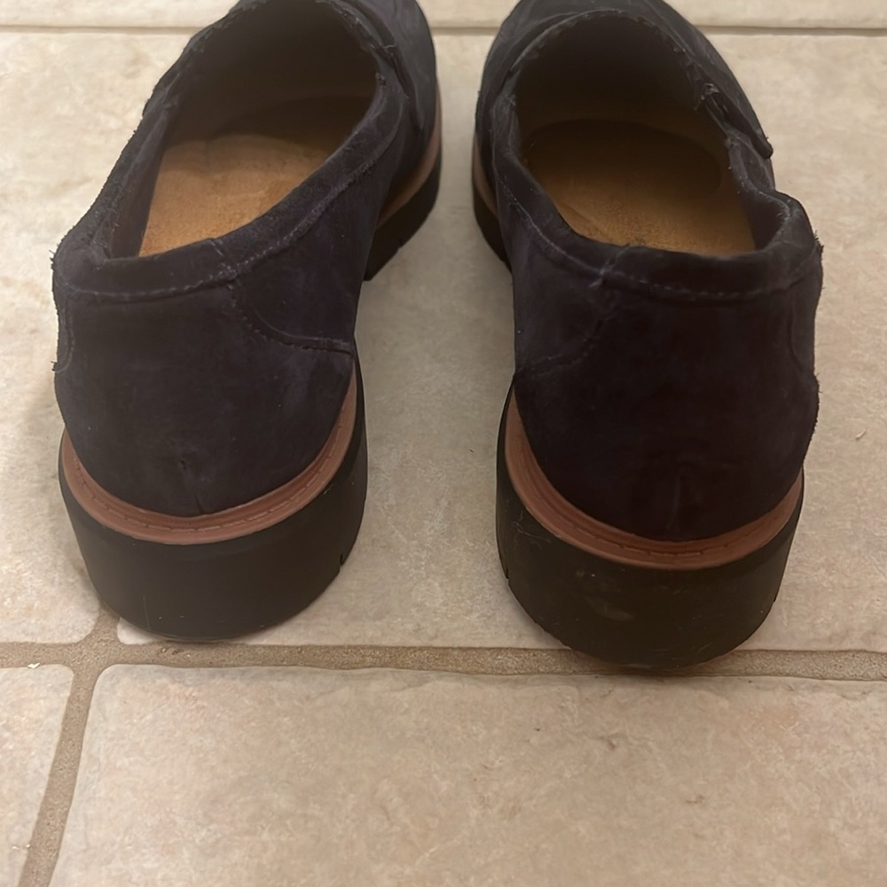 Navy Suede Clarks Westlynn Bella Leather Slip-On Loafers with Tassels Size 8.5 - Picture 5 of 16